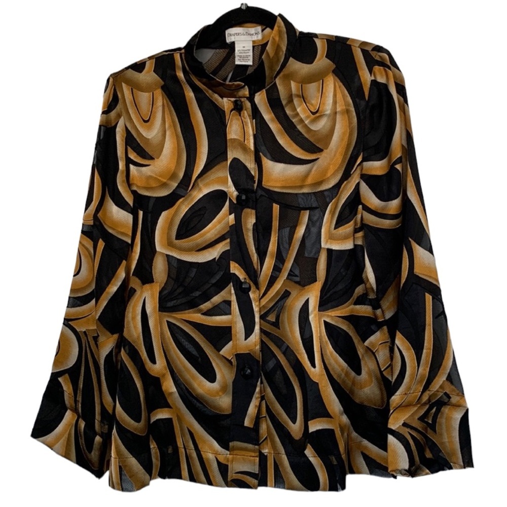 Vantage Button Down Blouse Size Medium - image 1